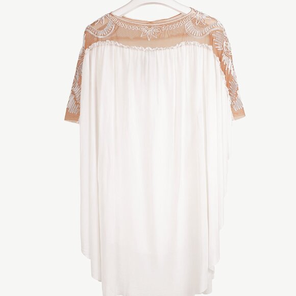 Jean Paul Gaultier White Mesh Soutache Embroidery Batwing-Sleeve Top - Picture 2 of 10